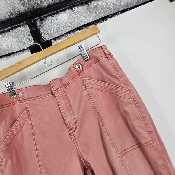 Anthropologie Pilcro Demilune Pants Light Pink Low-rise Utility Flare Leg Sz 29 - Picture 3 of 7